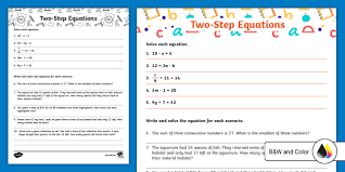 Two Step Equations Activity