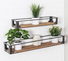 Wooden Floating Shelves With Metal