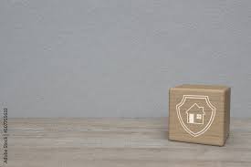 Shield Flat Icon On Wood Block Cube