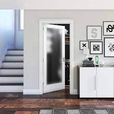 Eightdoors 24 In X 80 In White 1 Panel Square Frosted Glass Solid Core Primed Pine Wood Slab Door 50388014802435frsh