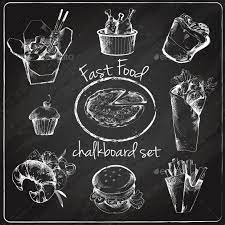 Fast Food Icon Chalkboard Ícones Do