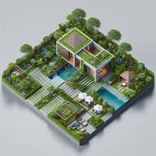 Modern Geometric House With Lush Plants