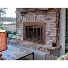 Pleasant Hearth Aerin Small Burnished Bronze Glass Fireplace Doors