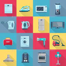 Flat Color Household Appliances Icons