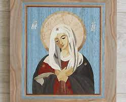 Custom Virgin Mary Wood Icon Ukrainian