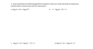 Solve The Following Logarithmic Chegg