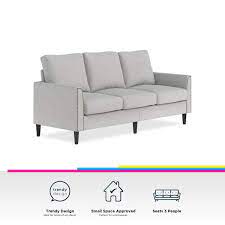 Dhp De73169 Tulsa Sofa With Nailhead Trim Gray Linen