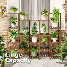 Hanging Plant Stand Indoor Tall Plant Shelf 14 Pots Brown