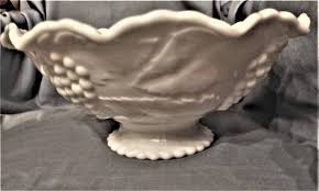 L E Smith Milk Glass Fruit Bowl Basket