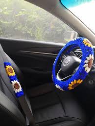 Sunflower Crochet Steering Wheel Cover