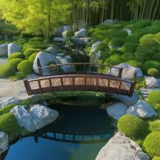 Japanese Wood Garden Moon Bridge