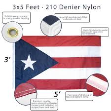 Anley Embroidered Puerto Rico Flag 3x5 Feet Nylon Puerto Rican Pr Banner Flags