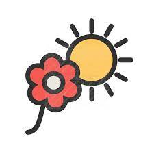 Flower In Sunlight Line Filled Icon