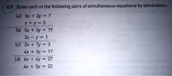 Simultaneous Equations By Elimination