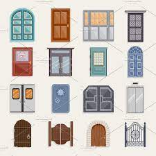 Door Flat Icon Set Door Gate Design