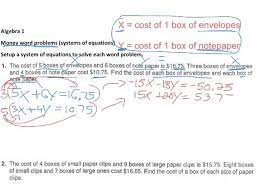 Money Word Problems For Linear Systems