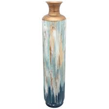 Blue Gold Metal Floor Vase 36