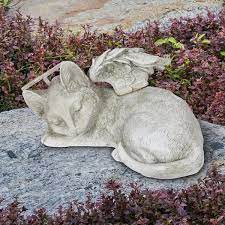 Exhart Solar Sleeping Cat Angel Statue