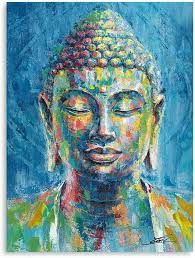 Yidepot Blue Buddha Canvas Wall Art