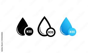 H2o Icon Set In Black Blue Water Drop