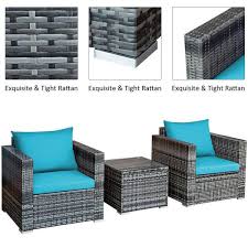 Outdoor Bistro Set With Blue Cushions
