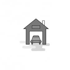 Flat House Garage Icon Vector