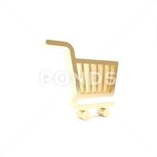 Gold Ping Cart Icon Isolated On