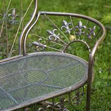 Antique Copper Metal Outdoor Bench