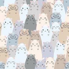 Seamless Pattern Cute Cat Cartoons
