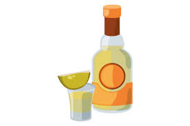 Tequila Bottle Icon Cartoon Shot Glass