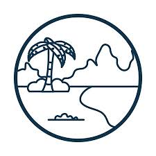 Palm Tree Beach And Sea Line Style Icon