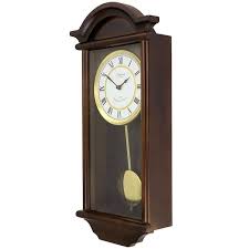 Bedford Clock Collection 22 In George Wood Chiming Pendulum Wall Clock Chestnut