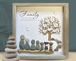 Personalised Pebble Art Framed Family