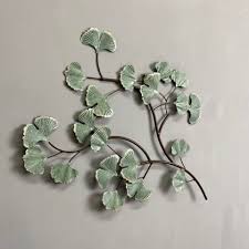 Sage Green Ginko Leaf Metal Wall Art