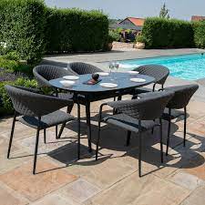 Outdoor Pebble 6 Seat Oval Dining Set