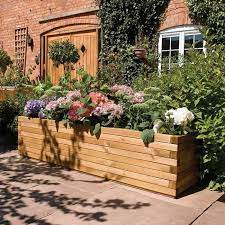 1 8m Wooden Patio Trough Planter By