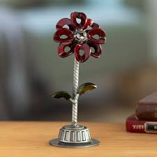 Recycled Metal Flower Sculpture With