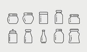 Glass Bottle And Jars Line Icons