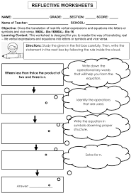 Text Reflective Worksheets Name Grade