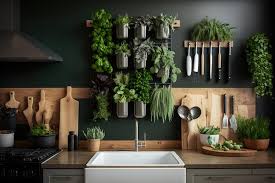 Vertical Garden On Wall In Kitchen With