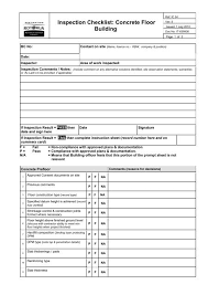 Inspection Checklist Concrete Floor