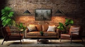 Brick Wall Concrete Floor Sofa Chair