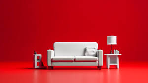 Red Monochrome Miniature Living Room