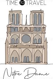 One Continuous Line Drawing Notre Dame
