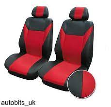 Red Black Fabric Front Seat Covers For