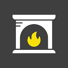 Fireplace Vector Icon Winter Sign Fire