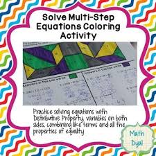 Solve Multi Step Equations Coloring