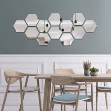 Large Hexagon Mirror Tiles Pack Of 12