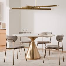 Silhouette 48 White Marble Dining Table Brass West Elm