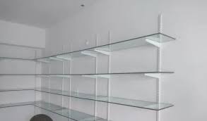 Wall Mounted 30 Kg Glass Shelves For